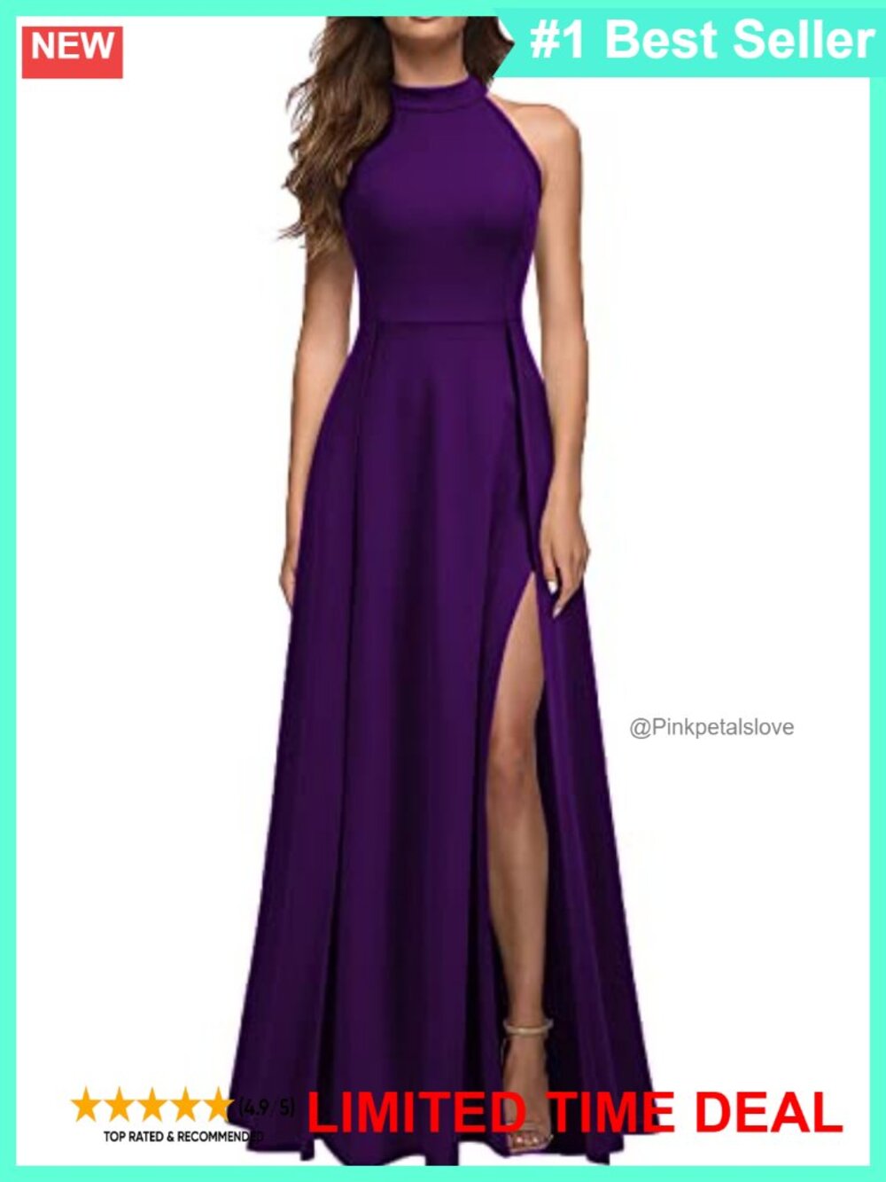 Women's Halter Neck Bodycon Maxi Dress Sleeveless Split Cocktail Formal
